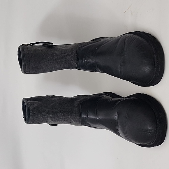 UGG Rosalie canvas & leather Black and Gray boots size 9 - Picture 2 of 12